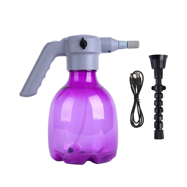 Cateissary Planta de aplicación amplia de plástico Mister con boquilla extendida - Solución de riego fácil Rociador eléctrico de riego Jardín y Patio púrpura transparente 2.5L+boquilla universal