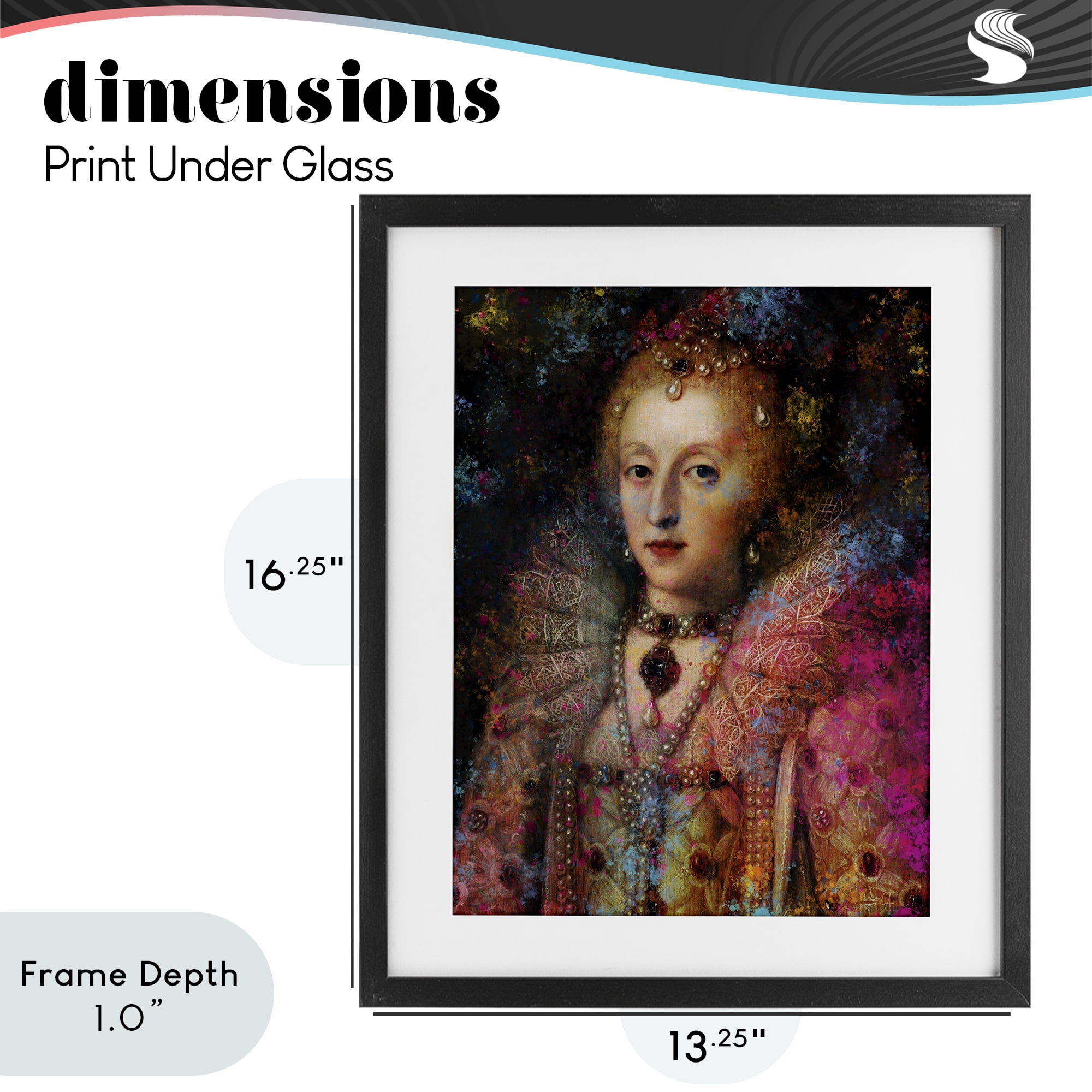 Stupell Industries Dappled Royalty Renaissance Portrait Black Framed Print Under Glass, design by Sarah Adams