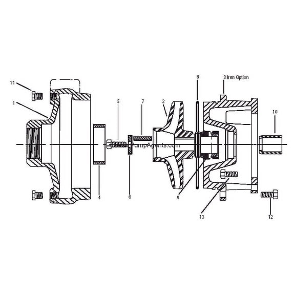 Goulds 2K238, Impeller, Sil-Brass Material, 3 x 4–7 Connection, Fits Model 6AI/BF/AB