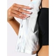 thumbnail image 5 of INSPIRE CHIC Women's Holographic Crop Jacket Sleeveless Metallic Vest M Silver, 5 of 6