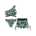 thumbnail image 3 of HULIJA Kids Girls 3 Piece Swimsuit Floral Printed Bikini Tankini One Shoulder Crop Top with Shorts Lily 10, 3 of 5