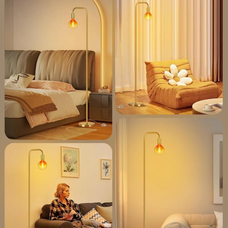67" Industrial Floor Lamp with LED Bulb for Living Room, Bedroom, Office