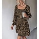 thumbnail image 3 of Vestido De Cintura Alta Vestido De Fiesta Vestido Elástico Vestido De Mujer Patrón De Leopardo De Una Pieza Cuello Cuadrado Manga Larga Cintura Elástica Alta Para El Hogar ANGGREK Otros, 3 of 7
