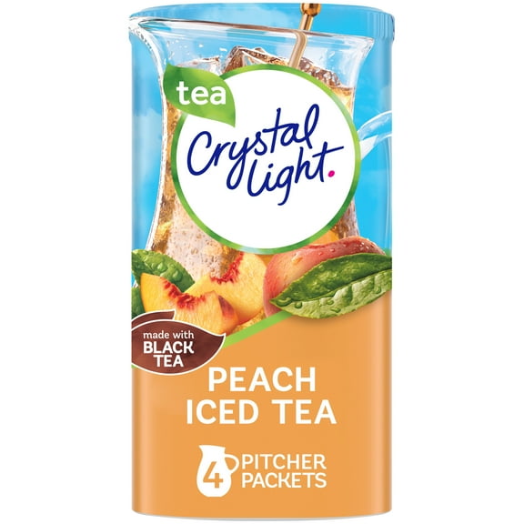 Crystal Light Peach Iced Tea Artificially Flavored Powdered Drink Mix, 4 ct Pitcher Packets