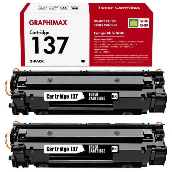 GraphiMax 137 Toner Cartridges for Canon 137 CRG137 for Canon imageCLASS MF230 MF242dw MF244dw MF232dw MF236n MF247dw Printer (2 Black)