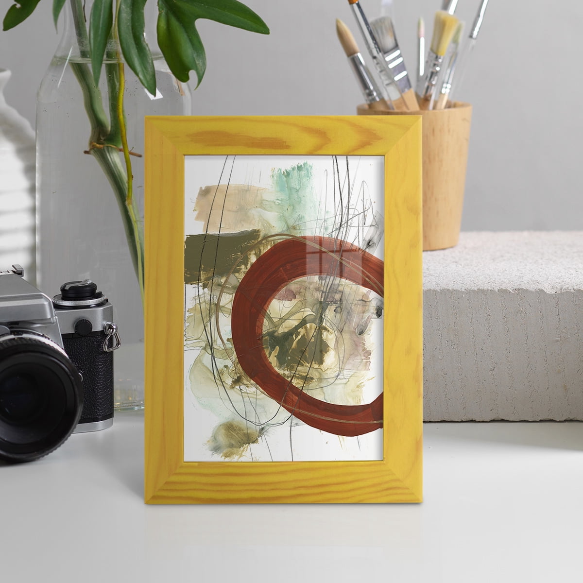 Rusted Loops II - Framed Print w/glass - Sunflower Yellow