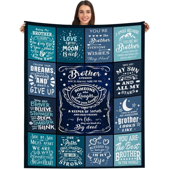 Cadeaux d'Anniversaire pour Hommes Couverture pour Frère Cadeaux de Noël pour Hommes Frère - Cadeaux pour Frère de la Part d'Une Sœur - Cadeaux pour Frère Couverture 50"x60 Pouces