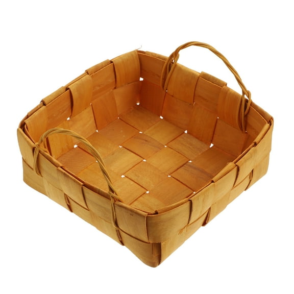 unbranded 1PC Wood Chip Storage Basket Portable Household Storage Basket Manual Basket