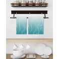 thumbnail image 3 of Aqua Blue Geometric Kitchen Dish Towels for Drying Dishes Set of 4, Modern White Stripe Distortion Art Waffle Weave Microfiber Hand Tea Bathroom Towels Quick Dry & Absorbent Towel 15.7x23.6, 3 of 7
