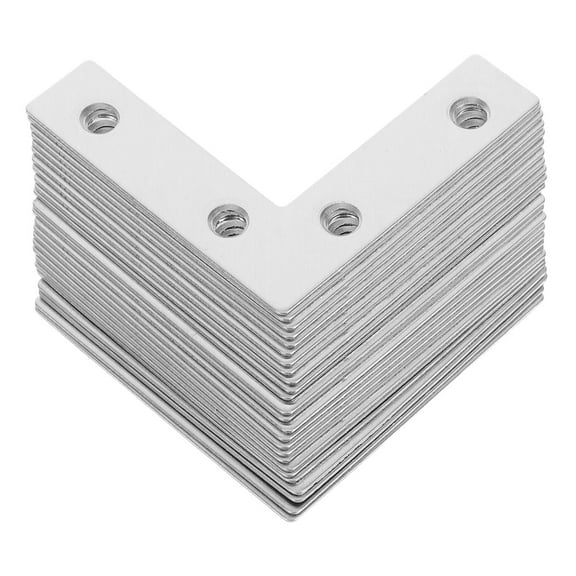 WHAMVOX 1 Set Stainless Steel L-Shaped Flat Bracket With Four Holes Furniture And Woodwork Connection Tool Flat Straight Brackets For Wood Furniture Mending Joining Plates