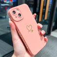 thumbnail image 6 of Compatible with iPhone 13 Case 6.1", Slim Soft Silicone Cute Plated Heart Pattern Full Camera Protection Shockproof Phone Case for Women Girls (Pink), 6 of 12