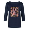 thumbnail image 6 of Fartey Plus Size Happy Easter Shirts for Women 2025 Trendy Crew Neck 3/4 Sleeve Tunic Tops Cute Bunny Printed Graphic Tees Dressy Casual Holiday Blouses Navy S-5XL, 6 of 6