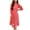 Watermelon Red, variant on asdoklhq Corduroy Dress Women Summer Lace Sleeves Waist Wrapped Solid Round Neck Dress Navy L