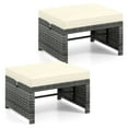 thumbnail image 1 of Costway Patio Ottomans Set of 2 PE Rattan Footstools with Removable Cushions & Metal Frame White, 1 of 9