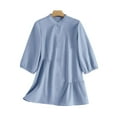 thumbnail image 4 of ZANZEA Polyester Three Quarter Sleeves Buttons Patchwork Solid Shirts Womens S-5XL, 4 of 4