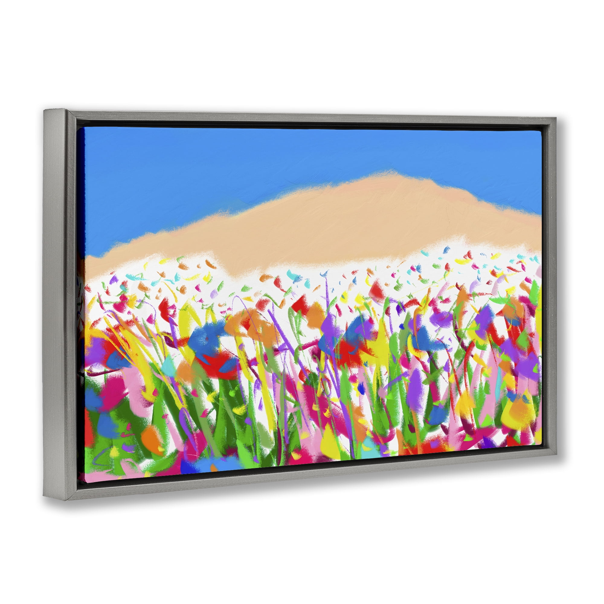 Stupell Industries Joyful Landscape Abstraction Landscape Painting Gray Floater Framed Canvas Art Print Wall Art, 25 x 17