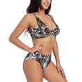 thumbnail image 2 of Daiia Skulls Roses Women's Bikini Set Two Piece Swimsuit High Waisted Bikini Adjustable Straps Bikini Perfect for Beach, Pool, and Summer Vacation-Large, 2 of 9