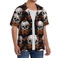 thumbnail image 2 of Goofa Butterfly Skull Printed Men's Casual Short-sleeved Shirt,Lightweight Breathable Button-down,Summer Casual men's top,Versatile Fashion shirt-Small, 2 of 7