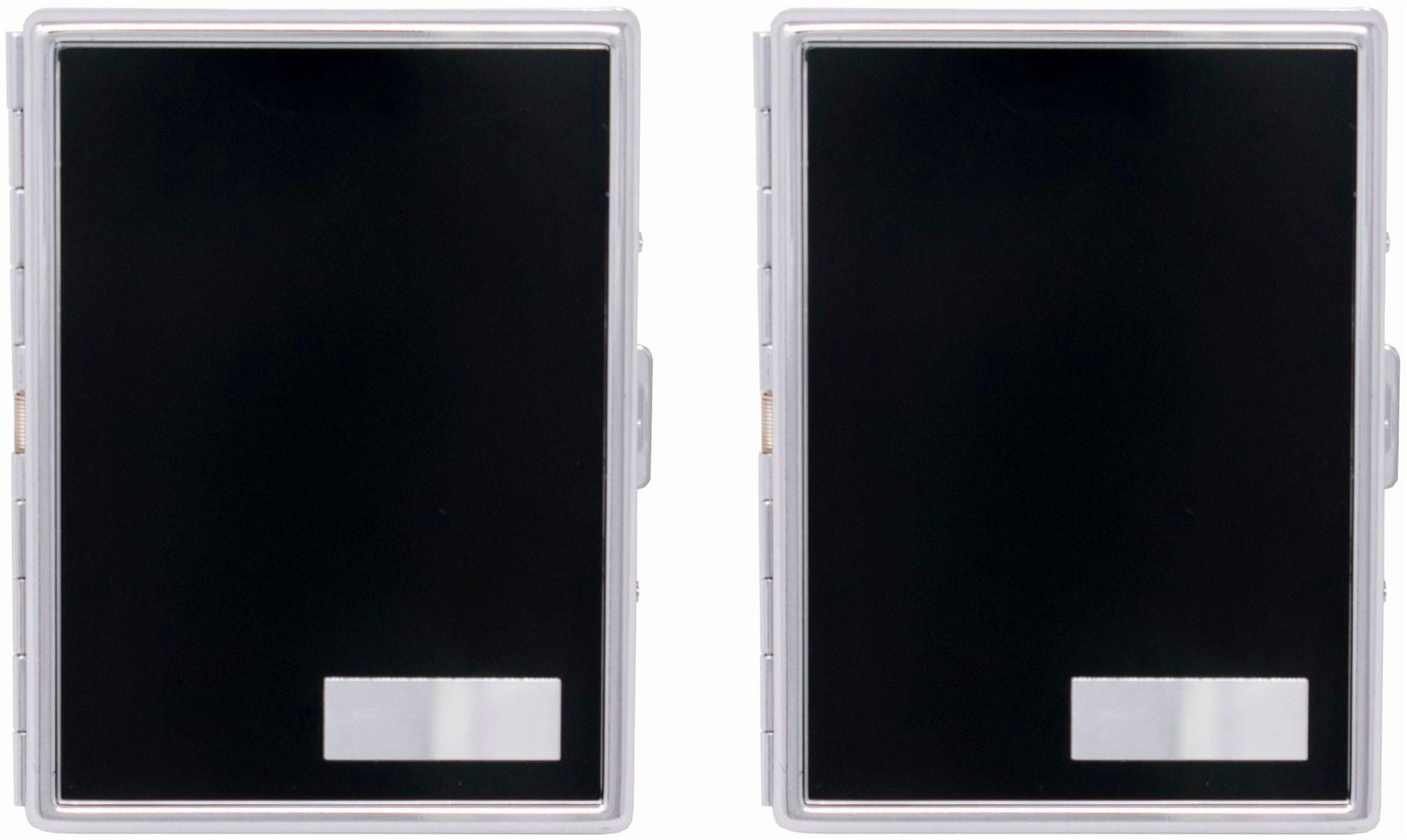 Set of 2 Metal-Plated 100s Ultra Compact Cigarette Case With Insert (Black Plate)