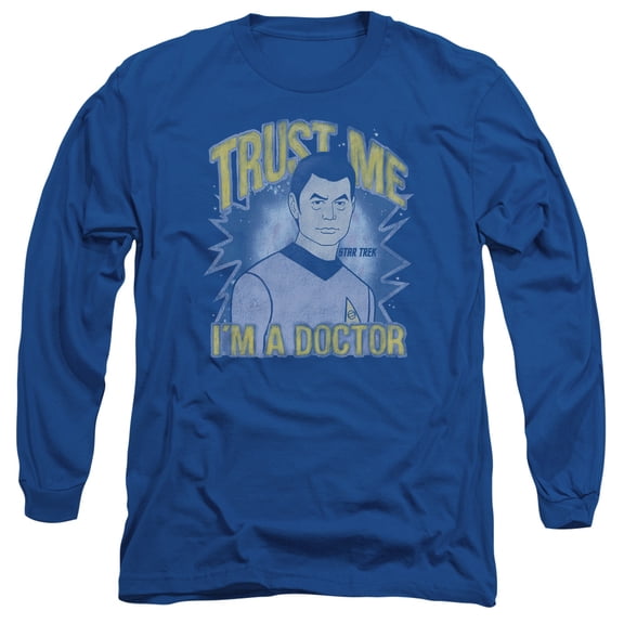Star Trek Doctor Long Sleeve Adult 18/1 T-Shirt Royal Blue