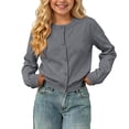 thumbnail image 5 of Cethrio Girls Cardigan Sweaters, Fall Long Sleeve Lightweight Crewneck Girls Knitted Cardigans Dark Gray Size 6-7 T, 5 of 5