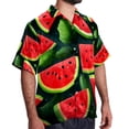 thumbnail image 2 of Watermelon Men's Short Sleeve Hawaiian Shirt, Casual Printed Button Down Beach Tops, Summer Poplin Spread Collar Unisex Button Down Shirts, 2 of 6
