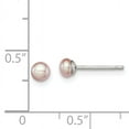 thumbnail image 2 of Primal Silver Sterling Silver Rhodium-plated 3-4mm Purple Freshwater Cultured Button Pearl Stud Earrin, 2 of 4