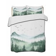 thumbnail image 2 of Green Foggy Forest Twin Size Down Alternative Comforter, Lightweight Comforter Quilt Bedding Set with Pillow Shams Mist Mountain Trees Nature Scenery All Seasons Bed Comforter Duvet Insert 68"x86", 2 of 7