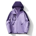 thumbnail image 3 of 3-in-1 Jacket Womens Windproof Ski Snow Coat Waterproof Hooded Zipper Windbreaker Winter Fleece Lined Parka (XL, Purple), 3 of 3