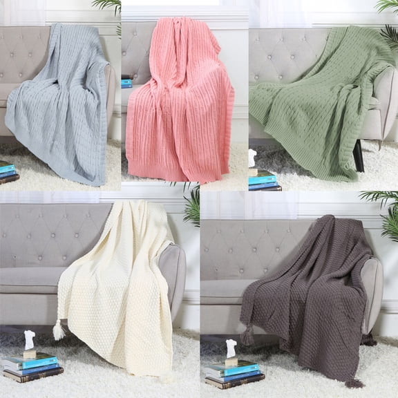 Legacy Decor Cable Knit Sweater Design Soft Lightweight Throw Blanket, Pink 50” x 60”