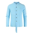 thumbnail image 1 of Camisas Negras Para Hombre Camisa de manga larga de color con botón de cuello para hombre Camisas de hombre de ajuste regular sólido (Light blue, L), 1 of 3