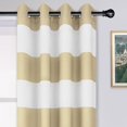 thumbnail image 5 of DriftAway Camel Beige Stripe Room Darkening Window Curtains 84 Inch Long Striped Grommet Drapes Drapes for Bedroom Living Room Kitchen Thermal Insulated Unlined 2 Panels, 5 of 8