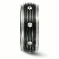thumbnail image 3 of Edward Mirell Titanium & Black Ti With White Sapphires Grooved Ring, 3 of 7