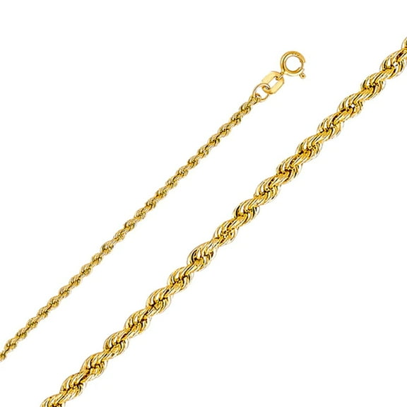 Cadena Silky Hollow Rope Regular Chain Necklace 2 mm 14k Gold