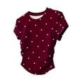 thumbnail image 2 of Womens Print Shirts Slim Fit Side Ruched Short Sleeve Top 2026 Trendy Summer Crew Neck Casual Blouse for Everyday Wear​, 2 of 4