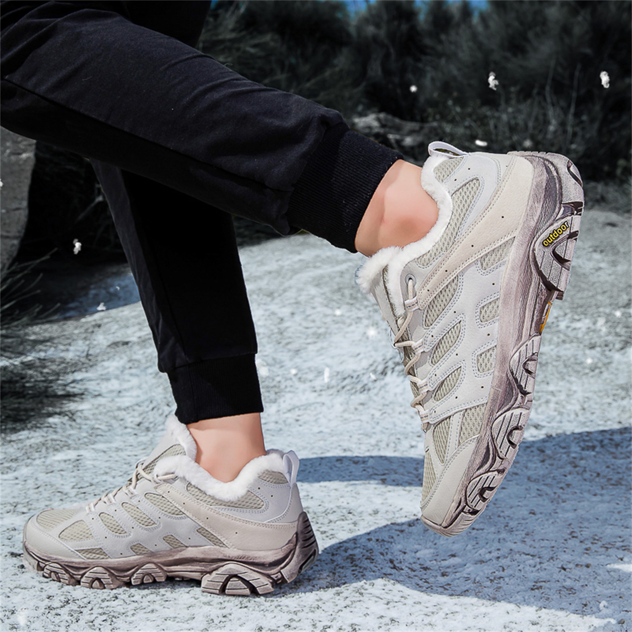 YOURDIARY Womens Mens Winter Hiking Shoes Comfortable Warm Walking Shoes