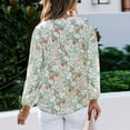 thumbnail image 5 of Womens Tops Blouse Petal Long Sleeve Shirt Floral Shirt Casual Shirt For V Neck Tee Shirts Tops Shirts for Women Green L, 5 of 6