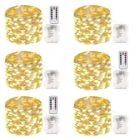 Guirnalda de luces Albelt, paquete de 6, 100 LED, 10 m, resistente al agua