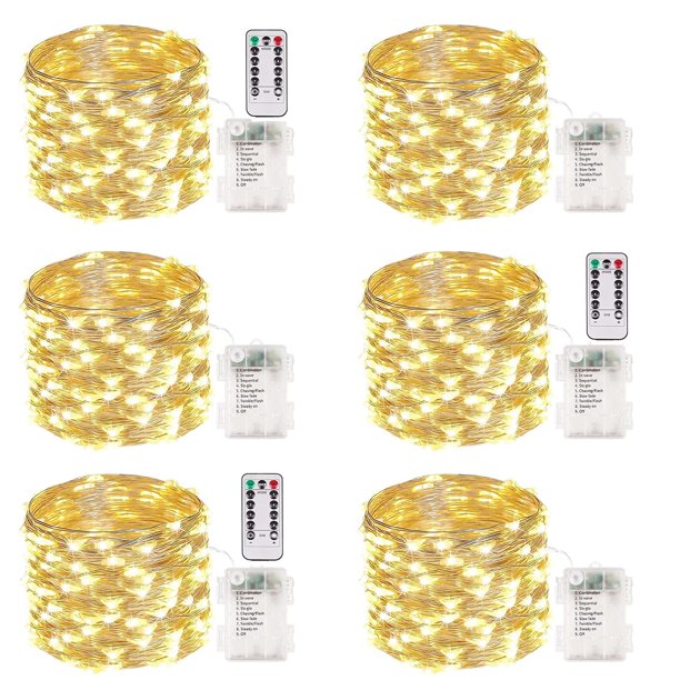 Guirnalda de luces Albelt, paquete de 6, 100 LED, 10 m, resistente al agua