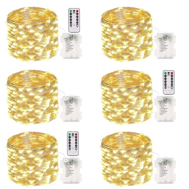Guirnalda de luces Albelt, paquete de 6, 100 LED, 10 m, resistente al agua