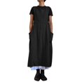 thumbnail image 1 of JUNWELL Robe d'Été Sans Manches pour Femmes, Col Carré, Poches, Coton Lin, Tablier Long, Robe Tablier, Vestidos Mujer, 1 of 6