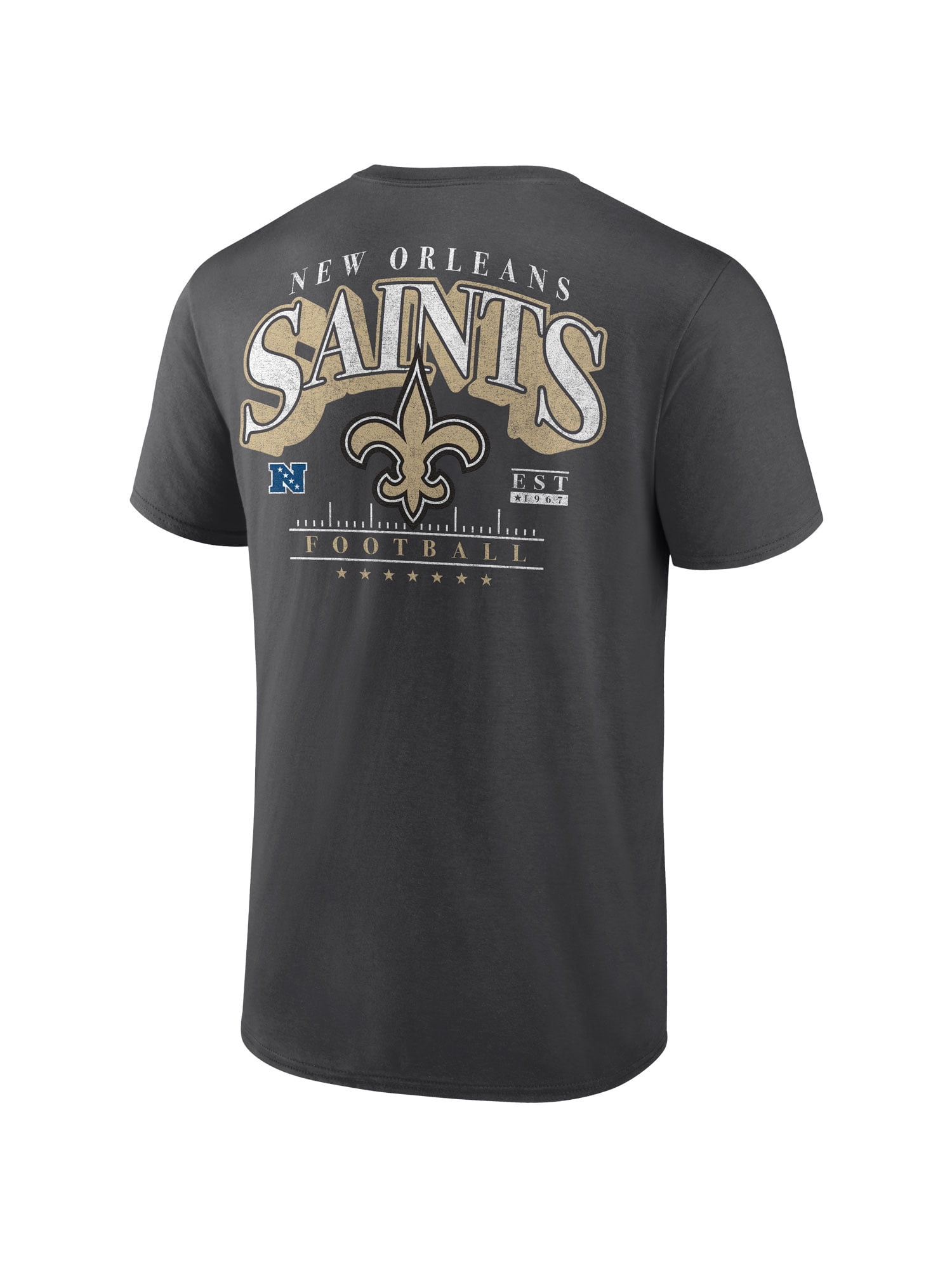 NFL New Orleans Saints Men's Cotton Faded Black Short Sleeve T-Shirt