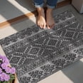 thumbnail image 4 of Black Pioneer Flower Geometric Striped Pattern Door Rugs,Washable Non Slip Door Mats Indoor,Decorative Door Mats,Entry Mat Indoor for Entrance,Bedroom,Kitchen,Bathroom,20"x32", 4 of 6