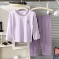 thumbnail image 2 of Linfrsh Toddler Pajamas 4t Girls Summer Toddler Toddler Kids Toddler Girls Boys Soft Comfy Modal Tencel Solid Raglan Sleepwear Pajamas Pjs 2pcs Set(Purple,9-10 Years), 2 of 4