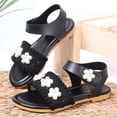 thumbnail image 4 of Xfvqtps Kids Girls Princess Sandals Open Toe Knit Upper Flower Hook and Loop Soft Sole Flats Summer Shoes, 4 of 8