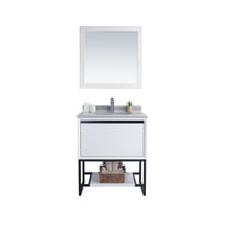 Laviva Alto 30 - White Cabinet   White Stripes Marble Countertop
