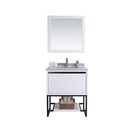 Laviva Alto 30 - White Cabinet   White Stripes Marble Countertop