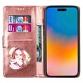 thumbnail image 6 of DeCase Fashionable for iPhone 15 Wallet Case, Glitter Bling Sparkle Leather Folio, Zipper Pocket, Magnet Clasp, 3 Card Holders, Strap & Stand for iPhone 15, Rosegold, 6 of 7