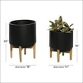 thumbnail image 4 of CosmoLiving by Cosmopolitan 20", 16"H Indoor Outdoor Black Metal Planter with Removable Wood Stand (2 Count), 4 of 9