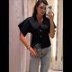 thumbnail image 5 of Cárdigan Holgado de Corta para Mujer, Ligero, con Botones y Cuello en V, Informal, de Punto, para Exteriores. Negro M, 5 of 10